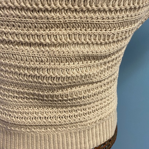 Ann Taylor Loft Basket Weave Tan Shirt Sleeve Sweater 🍂 - Picture 3 of 6